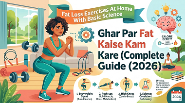 Fat Loss Exercises At Home With Basic Science: Ghar Par Fat Kaise Kam Kare (Complete Guide 2026) HIIT fat burning workout routine home